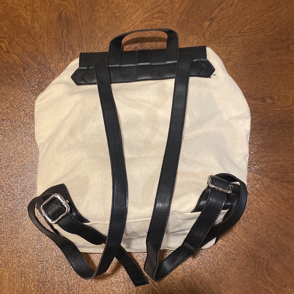 Deux Lux Demi Backpack Canvas Black Vegan Leather. - Picture 2 of 12